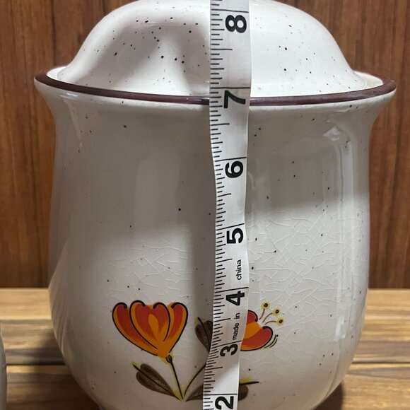 (VK)Vintage 1970s Valencia Poppy Stoneware Canisters (2) - Picture 6 of 9